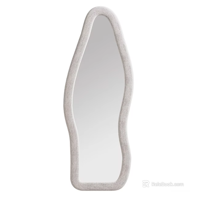 Textured Wavy Frame Mirror in Light Gray for Modern Interior Decor 3d model 