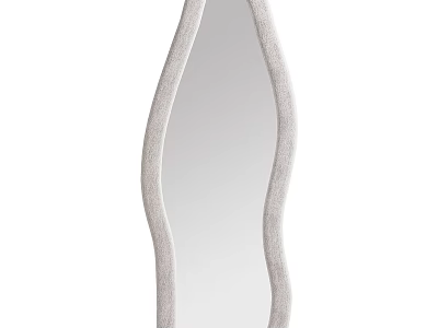 Textured Wavy Frame Mirror in Light Gray for Modern Interior Decor 3d model
