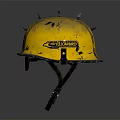 Vintage Yellow Construction Helmet With Spikes Scratches Stains And Safety Goggles