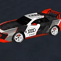 Audi Sporty Race Car With Black White Red Design And Aerodynamic Rear Wing