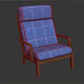 Modern Blue Lounge Chair with Wooden Frame Quilted Backrest and Seat Cushion