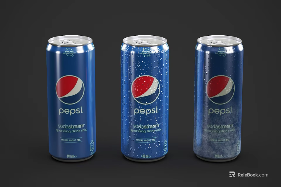 Pepsi Ice Cola Refreshment Drink With Three Blue Frosty Cans 3d model 