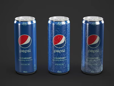 Pepsi Ice Cola Refreshment Drink With Three Blue Frosty Cans 3d model