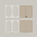 White And Beige Wardrobe Doors With Circular Arched Glass Panels And Double Design