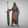 Modern game character knight 3d model