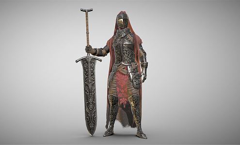 Modern game character knight 3d model