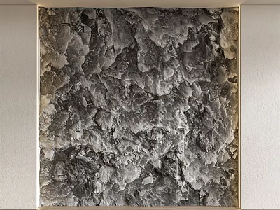 Textured Gray Stone Wall Design With Golden Frame For Modern Interior Decor 3d model