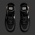 Black Modern Sneakers With White Logo Gray Laces And Mid Top Textured Upper Design