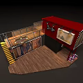 Modern Container Building With Two Units Display Windows Staircase Wooden Deck And String Lights