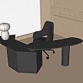 Modern desk and chair combination table lamp venetian blinds office desk and chair 3d model