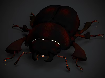 Shiny Dark Beetle With Reddish Brown Exoskeleton Prominent Mandibles And Segmented Legs 3d model