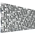 Modern Geometric Room Divider with Gray Cube Panels and Metal Frame Design 3d model