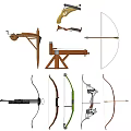 Different Traditional and Modern Weapons Such as Bows Crossbows and Pistols on