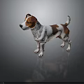 Artistic Realistic White and Brown Small Dog Sculpture Carving With Lifelike Details