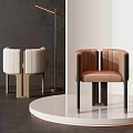 Modern Luxury Single Chair With Beige Brown Leather And Metal Legs Design