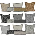 Decorative Pillows with Geometric Patterns in Beige White Yellow Black Gray Colors 3d model
