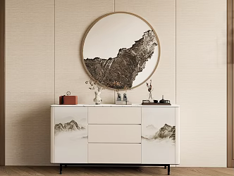 New Chinese-style Sideboard Decorative Cabinet Dining Cabinet Bucket Cabinet Background Wall 3d model