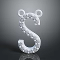 White Decorative Letter S Shaped Home Accessory With Dotted Surface And Bear Ears