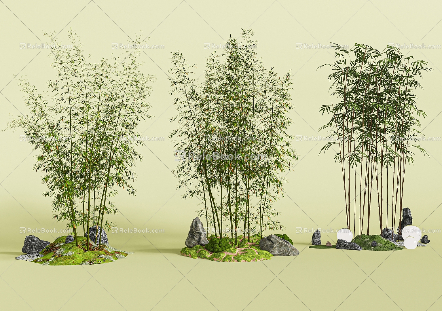 Modern New Chinese Bamboo Bamboo Luohan Bamboo Xiangfei Bamboo Courtyard Bamboo Moss Terrain Bamboo Potted Plant 3d model