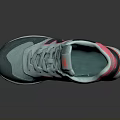 Gray And Pink Sneakers With Red Accents White Sole And Reflection Effect