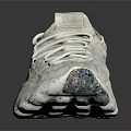 White Shoes with Knit Upper Thick Speckled Sole and Lace Up Design for Modern Wear