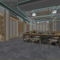 Japanese Restaurant Interior Design With Sushi Bar Chef And Wooden Seating Decor