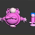 Pink Rabbit Helmet Character With Purple Hair Blue Outfit And Rabbit Accessory