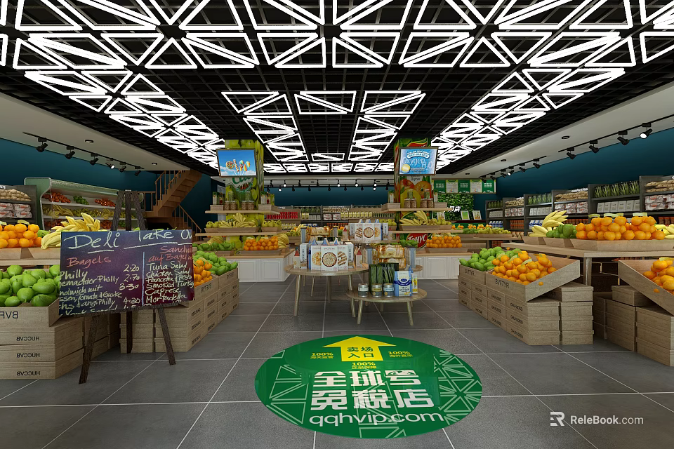 Fresh Fruit Store Interior With Global Member Experience And Various Fruits 3d model 