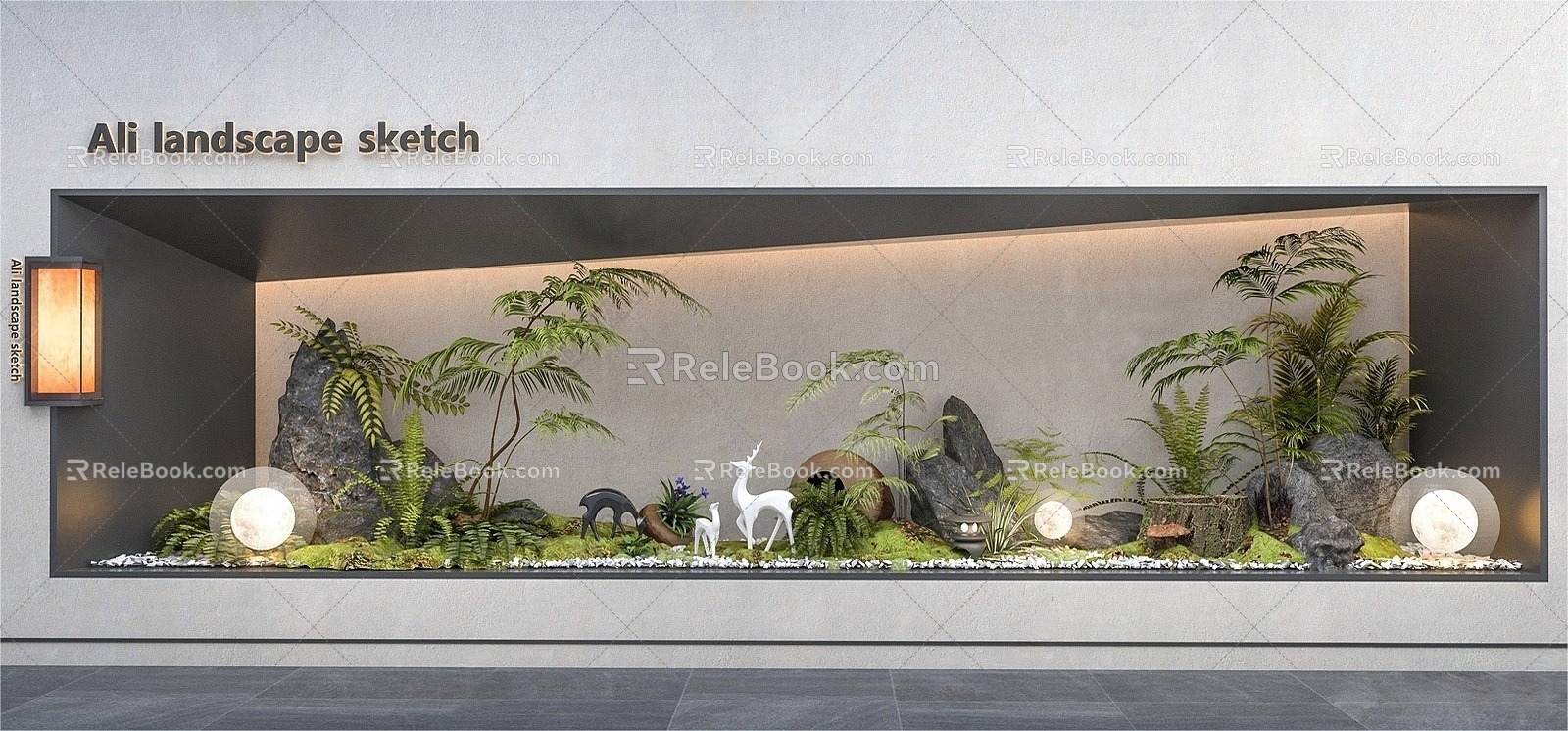 Modern landscape landscaping courtyard sketch landscape sketch 3d model