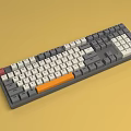 Mechanical Keyboard with Gray White Orange Keycaps and Red Accent Key Design