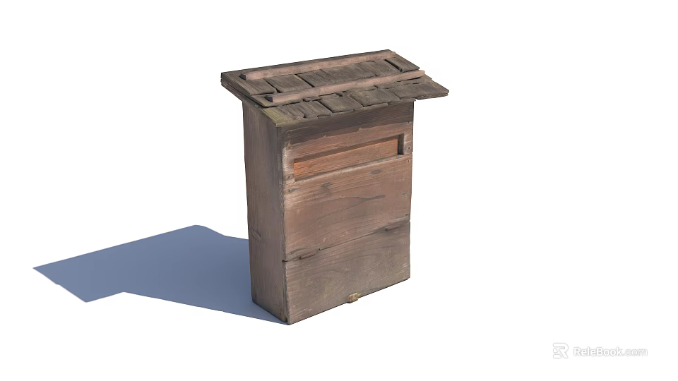Rustic Wooden Mailbox Public Facility With Sloped Roof In Outdoor Residential Area 3d model 