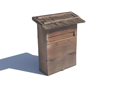 Rustic Wooden Mailbox Public Facility With Sloped Roof In Outdoor Residential Area 3d model