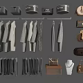 Fashionable Clothes Hanging with Various Stylish Bags and Storage Boxes