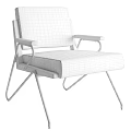 Modern Leisure Chair With Wooden Frame Striped Fabric And Black Metal Legs
