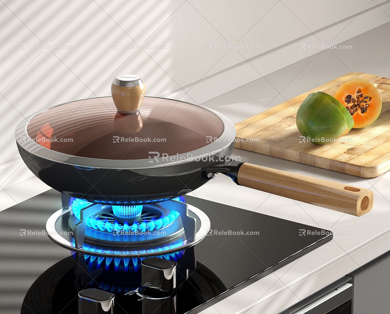 Modern wok wok frying pan kitchen wok 3d model