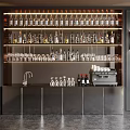 Modern Wine Cabinet Interior With Glass Shelves Lighting Wine Bottles And Glasses