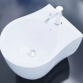 Contemporary White Ceramic Bathroom Washbasin With Sleek Design And Silver Faucet
