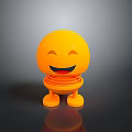 Cute Orange Smiling Emoji Decorative Toy With Spring Body And Small Feet
