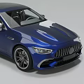 Blue Sports Sedan With Sleek Aerodynamic Body Sporty Front Grille And Alloy Wheels