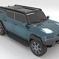 Blue Modern Off Road SUV With Roof Rack And Large Alloy Wheels