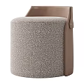 Modern Boucle Fabric Upholstered Sofa Stool With Delicate Leather Accent For Elegant Cozy Home Spaces