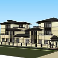 Two Story Modern Detached Villa Exterior With Garden Balcony and Greenery