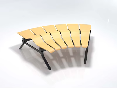 Outdoor Sofa with Wooden Slats and Black Metal Frame Modern Outdoor Seating Furniture 3d model