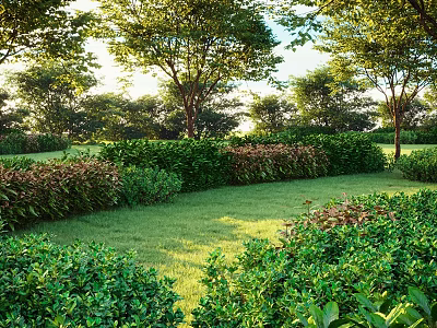 Hedgerow shrub combination plant shrub grass lawn greening plant group greening shrub residential landscape tree community hedge shrub trees 3d model