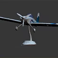 Stylish Blue White Airplane Model With Detailed Propeller And Decorative Base 3d model