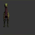 Colorful Striped Dinosaur 3D Model Standing With Open Mouth And Detailed Features