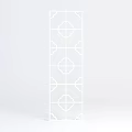 Modern Tech Exhibition Hall Interior Featuring White Geometric Pattern Decorative Screen 3d model