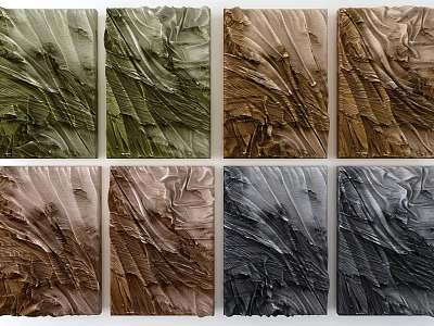 Textured Wall Decor Pieces With Different Color Tones And Patterns 3d model
