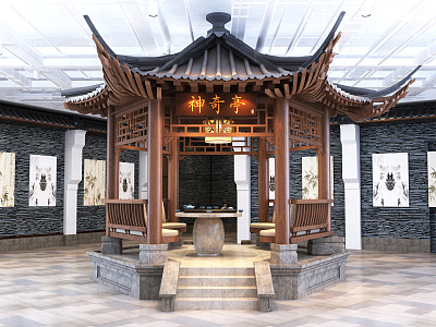 Chinese style pavilion ancient pavilion six corner pavilion garden architecture 3d model