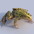 Realistic Green Spotted Reptile With Detailed Skin On Light Background Side View